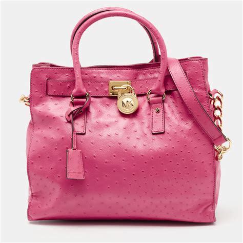 michael kors pink ostrich purse|Michael Kors ostrich handbag.